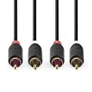 1m Stereo Cinch Kabel RCA Chinch Stecker Stereo 2-fach...