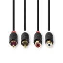 Stereo Audiokabel | 2x Cinch-Stecker  -  2x Cinch-Buchse...