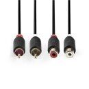 Stereo Audiokabel | 2x Cinch-Stecker  -  2x Cinch-Buchse | 5,0 m | Anthrazit