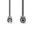 Stereo-Audiokabel mit Lautstärkeregler | 3,5-mm-Stecker - 3,5-mm-Buchse | 1,0 m | Schwarz