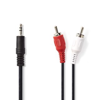 Stereo Audiokabel | 3,5-mm-Stecker - 2x Cinch-Stecker | 0,5 m | Schwarz