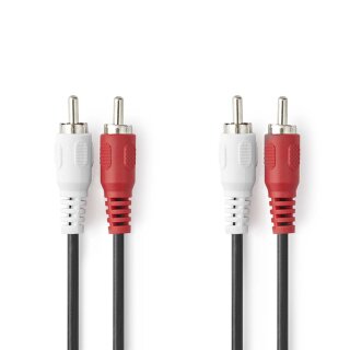 Stereo Audiokabel | 2x Cinch-Stecker - 2x Cinch-Stecker | 1,0 m | Schwarz