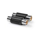 Audio-Adapter Stereo | 2x Cinch-Buchse - 2x Cinch-Buchse | Schwarz