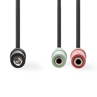 Headset-Audiokabel | 3,5-mm-Stecker - 2x 3,5-mm-Buchse | 0,2 m | Schwarz