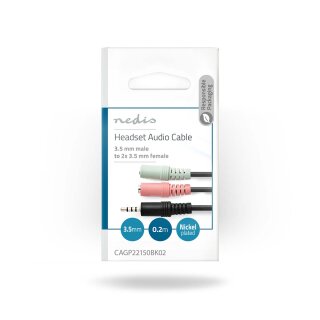 Headset-Audiokabel | 3,5-mm-Stecker - 2x 3,5-mm-Buchse | 0,2 m | Schwarz
