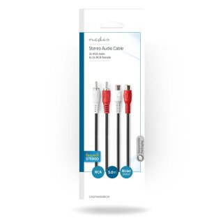 5m Stereo Cinch Audio Kabel 2 Stecker Buchse Chinch RCA HiFi Verlngerung