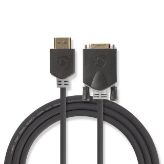HDMI – DVI-Kabel | HDMI™-Anschluss  -  DVI-D 24 +1-polige Stecker | 2,0 m | Anthrazit