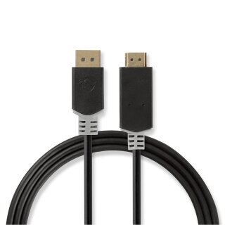 DisplayPort – HDMI-Kabel | DisplayPort-Stecker  -  HDMI™-Anschluss | 2,0 m | Anthrazit