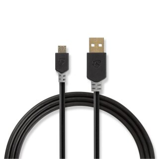 2m USB 2.0 Kabel -> USB A Stecker auf MICRO B Stecker vergoldet High End Ladekabel