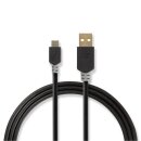 2m USB 2.0 Kabel -> USB A Stecker auf MICRO B Stecker vergoldet High End Ladekabel