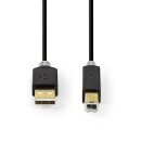 2m USB 2.0 Kabel USB A Stecker - B Stecker vergoldet Drucker Scanner 2 Meter PC