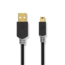 USB 2.0 A-Stecker  -  5-poliger Mini-Stecker | 2m | 5 pol für Garmin Navi etc