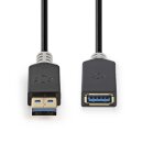 USB 3.0-Kabel | A-Stecker  -  A-Buchse | 2,0 m | Anthrazit