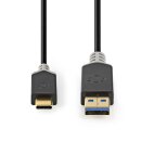 1m USB 3.2 Kabel | Stecker Typ C  -  A-Stecker vergoldet PC Smartphone 60W Ladekabel
