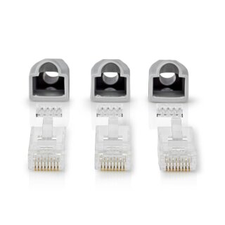 Cat5 UTP Netzwerk-Steckerset | RJ45-Stecker  -  Separater Knickschutz | 10 Stück | Grau