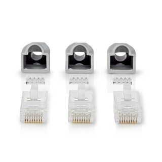 Cat6 UTP Netzwerk-Steckerset | RJ45-Stecker  -  Separater Knickschutz | 10 Stück | Grau