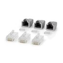 Cat6 UTP Netzwerk-Steckerset | RJ45-Stecker  -  Separater Knickschutz | 10 Stück | Grau