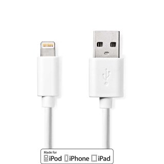 Daten- und Ladekabel | Apple Lightning - USB-A-Stecker | 3,0 m | Weiß