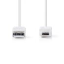 USB 2.0 Flachkabel | A-Stecker - Micro-B-Stecker | 1,0 m | Weiß