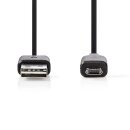 1m Ladekabel I USB A Stecker - USB MICRO B Stecker I 10W I 480 Mbps I schwarz