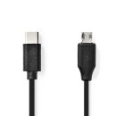 USB 2.0 Kabel | Stecker Typ C - Micro B Stecker | 1m 480 Mbps 60W