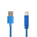 USB 3.0-Kabel | A-Stecker - B-Stecker | 2,0 m | Blau