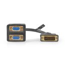 DVI-Adapterkabel | DVI-I 24 + 5-poliger Stecker - 2x VGA-Buchse | 0,2 m | Schwarz