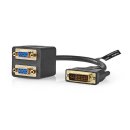 DVI-Adapterkabel | DVI-I 24 + 5-poliger Stecker - 2x VGA-Buchse | 0,2 m | Schwarz