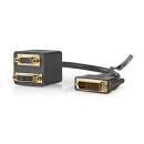 DVI-Adapterkabel | DVI-I 24 + 5-poliger Stecker - DVI-I-Buchse (24 + 5) + VGA Buchse | 0,2 m | Schwarz