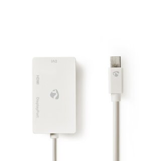 Mini-DisplayPort Mehrfachadapterkabel | Mini DisplayPort-Stecker  -  DisplayPort-Buchse + DVI-D 24+1-polige Buchse + HDMI™-Ausgang | 0,2 m | Weiß