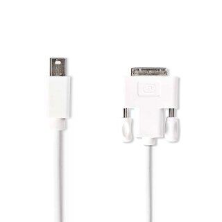 Mini DisplayPort - DVI Kabel | Mini DisplayPort-Stecker  -  DVI-D 24 +1-polige Stecker | 2,0 m | Weiß