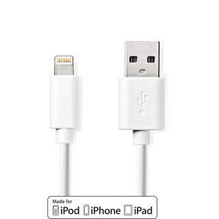 Daten- und Ladekabel | Apple Lightning, 8-poliger Stecker - USB-A-Stecker | 3,0 m | Weiß