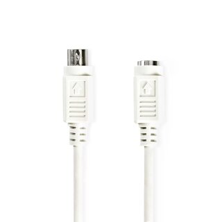 PS2 Kabel | PS/2-Stecker - PS/2-Buchse | 2,0 m | Elfenbeinfarben