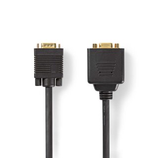 VGA-Kabel | VGA-Stecker  -  2x VGA-Buchse | 0,2 m | Schwarz