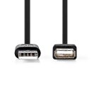 Kurzes USB 2.0-Kabel | A-Stecker - A-Buchse | 0,2 m | Schwarz kurz 20cm
