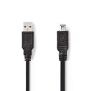 USB 2.0-Kabel | A-Stecker - Hirose Mini, 4-poliger Stecker | 2,0 m | Schwarz