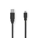 USB 2.0 Flachkabel | A-Stecker - Micro-B-Stecker | 1,0 m | Schwarz