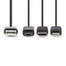 3in1 Daten Ladekabel | USB A Stecker - Micro-B / Typ C-Stecker + für Apple Lightning 8-poliger Stecker Multi