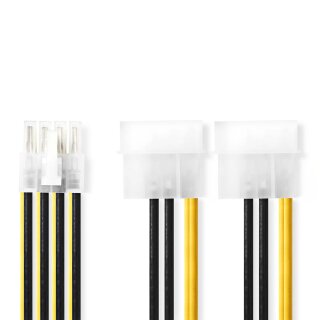 Internes Netzkabel | Stecker EPS 8-polig - 2x Molex-Stecker | 0,15 m | Verschiedenes