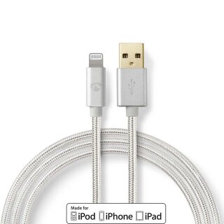 1m 24 Karat vergoldet I Alu Geflecht I USB A 2.0 Ladekabel für Apple Lightning 8-Pin Kabel