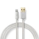 1m 24 Karat vergoldet I Alu Geflecht I USB A 2.0 Ladekabel für Apple Lightning 8-Pin Kabel