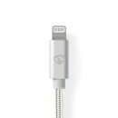 1m 24 Karat vergoldet I Alu Geflecht I USB A 2.0 Ladekabel für Apple Lightning 8-Pin Kabel