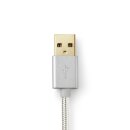 1m 24 Karat vergoldet I Alu Geflecht I USB A 2.0 Ladekabel für Apple Lightning 8-Pin Kabel