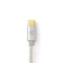 1m 24 Karat vergoldetes USB Kabel I Typ C stecker - USB A Stecker I Alu Geflecht Nylon