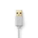 1m 24 Karat vergoldetes USB Kabel I Typ C stecker - USB A Stecker I Alu Geflecht Nylon