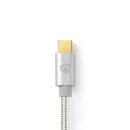 2m 24 Karat vergoldetes USB Kabel I Typ C stecker - USB A Stecker I Alu Geflecht Nylon