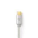 2m - 24k vergoldet - USB TYP C Stecker - Kabel Ladekabel USB 2.0 - Aluminium Nylon Geflecht