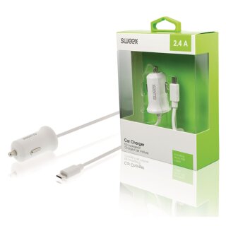 Auto-Ladegerät 2.4 A Micro USB Weiss