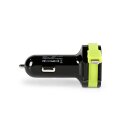 Auto-Ladegerät 3-Ausgänge 6 A 2x USB / Apple-Lightning Schwarz/Grün