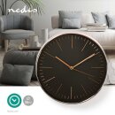 Kreisförmige Wanduhr  | Durchmesser von 30 cm | Schwarz und Roségold